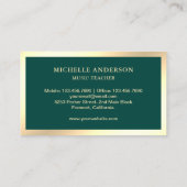 Green Cream Gold Piano Klavierlehrer Pianist Visitenkarte (Rückseite)