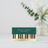 Green Cream Gold Piano Klavierlehrer Pianist Visitenkarte (Stehend Vorderseite)