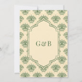 Green Cream Ikat Anand Karaj Sikh Wedding Einladung (Rückseite)