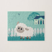 Green Cream Illustrative Cartoon Anime Sheep Puzzle (Horizontal)