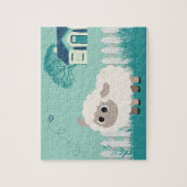 Green Cream Illustrative Cartoon Anime Sheep Puzzle (Vertikal)