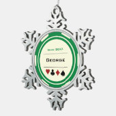Green Cream Las Vegas Casino Poker Chip Weihnachte Schneeflocken Zinn-Ornament (Rechts)