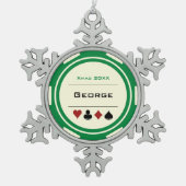 Green Cream Las Vegas Casino Poker Chip Weihnachte Schneeflocken Zinn-Ornament (Vorderseite)