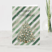 Green Cream Stripes Christmas Tree Karte (Vorderseite)