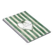 Green Cream Stripes Heart Bow Notizblock (Rechte Seite)