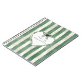 Green Cream Stripes Heart Bow Notizblock (Linke Seite)