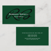 Green Creative Trendy Schlicht Monogram Business C Visitenkarte (Vorne/Hinten)