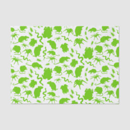 Green Creepy Crawly Critters Rats Horror Pattern Seidenpapier