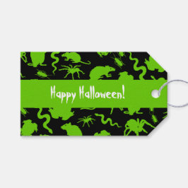 Green Creepy Crawly Happy Halloween Rats Muster Geschenkanhänger