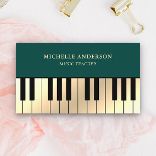 Green Creme Gold Piano Klavierspieler Pianist Visitenkarte