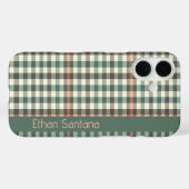 Green & Creme Karierter Individuelle Name Case-Mate iPhone Hülle (Rückseite (Horizontal))