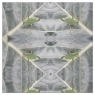 Green Cricket Macro Gemustertes Tiergewebe Stoff