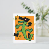 Green Crocodile Illustration Postkarte (Stehend Vorderseite)