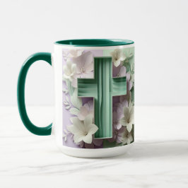 Green Cross Floral Tasse ai design
