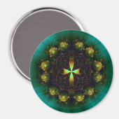 Green Cross Mandala Magnet (Vorderseite/Rückseite)