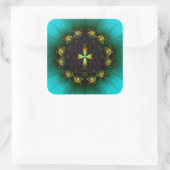 Green Cross Mandala Quadratischer Aufkleber (Tasche)