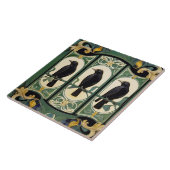 Green Crow Birds Art Nouveau Art Deco Black Bird Fliese (Seite)