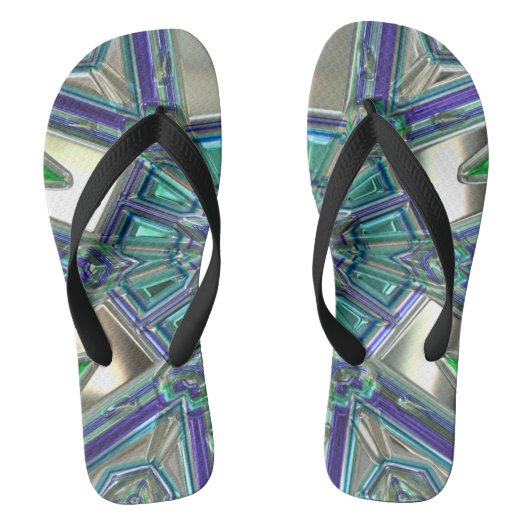 Green Crystal Fraktal Flip Flops Badesandalen (Fußbett)