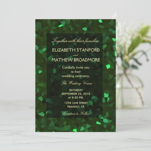Green Crystal Glitzer Einladung (Stehend Vorderseite)