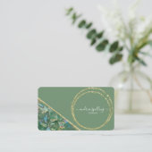 Green Crystal Quartz Gold Glitzer Business Cards Visitenkarte (Stehend Vorderseite)