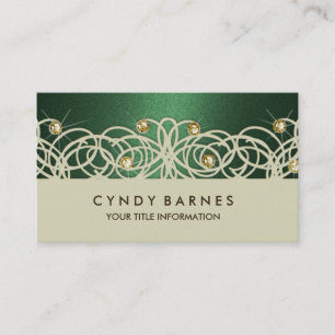 Green Crystals und Lace Business Card Visitenkarte