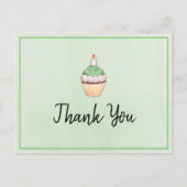 Green Cupcake Birthday Danke Postkarte (Vorderseite)