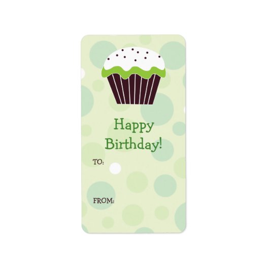 Green Cupcake Gift Label Adressaufkleber (Vorne)