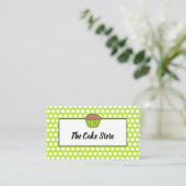 Green Cupcake & Polka Dot, Cake Maker, Cake Store Visitenkarte (Stehend Vorderseite)