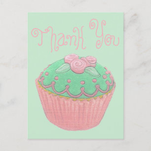 Green Cupcake Vielen Dank Postcard Postkarte
