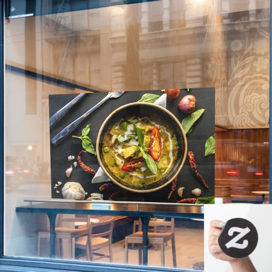 Green Curry Thai Food Gewürze Kräuter Cuisine Curr Fensteraufkleber (Café-Fenster)
