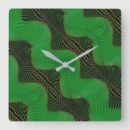 Green curve with lines and circles upon dark quadratische wanduhr (Vorderseite)