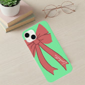 Green Custody with Red Wine Bow and Personalized Case-Mate iPhone Hülle
