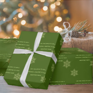 Green Custom Add Message Snowflake Wrapper Geschenkpapier