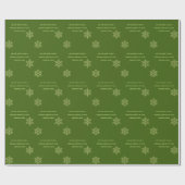 Green Custom Add Message Snowflake Wrapper Geschenkpapier (Flach)