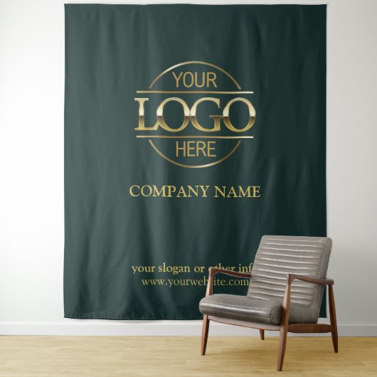 Green Custom Business Logo Trade Show Backdrop Wandteppich (Beispiel)