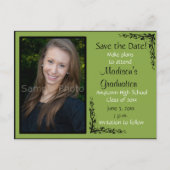 Green Custom Foto Abschluss Save the Date Card Postkarte (Vorderseite)