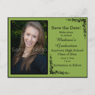 Green Custom Foto Abschluss Save the Date Card Postkarte