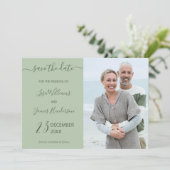 Green Custom Foto mit zwei Tonen-Seiten Save the D Einladung (Stehend Vorderseite)