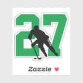 Green Custom Hockey Player Number Laptop Aufkleber (Blatt)