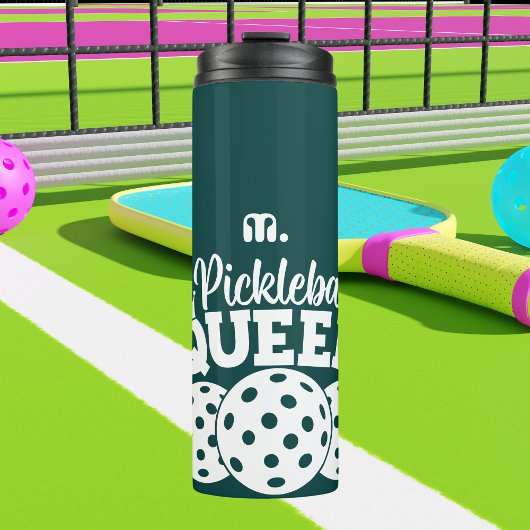 Green Custom Monogram Pickleball Queen Thermosbecher