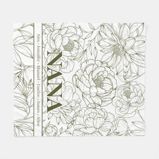 Green Custom NANA Names Fleecedecke (Vorderseite (Horizontal))