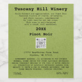 Green Custom QRCode LOGO Beschreibung Weinetikett (Einzelnes Label)