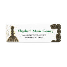 Green Custom Quinceañera Address Label