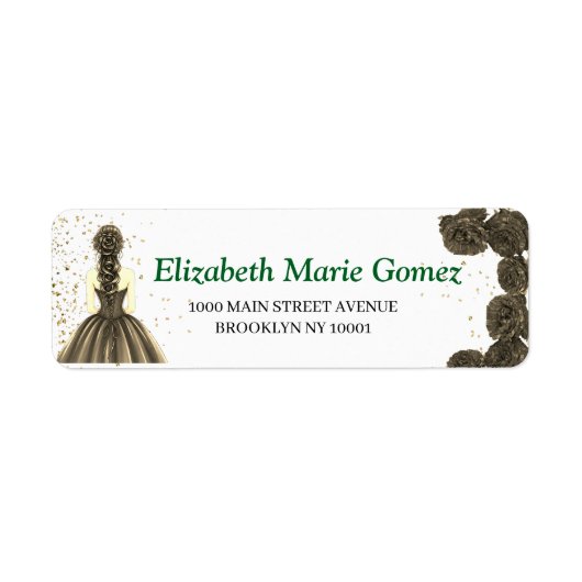 Green Custom Quinceañera Address Label (Vorne)