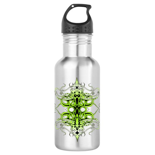 Green Custom Tribal Tattoo Design Edelstahlflasche (Vorderseite)
