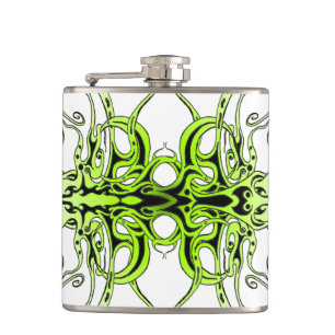 Green Custom Tribal Tattoo Design Flachmann