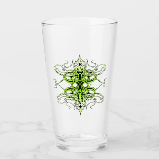 Green Custom Tribal Tattoo Design Glas (Vorderseite)