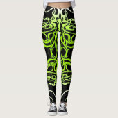Green Custom Tribal Tattoo Design Leggings (Vorderseite)