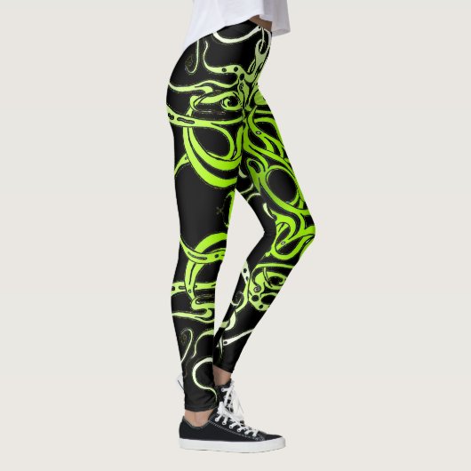 Green Custom Tribal Tattoo Design Leggings (Rechts)