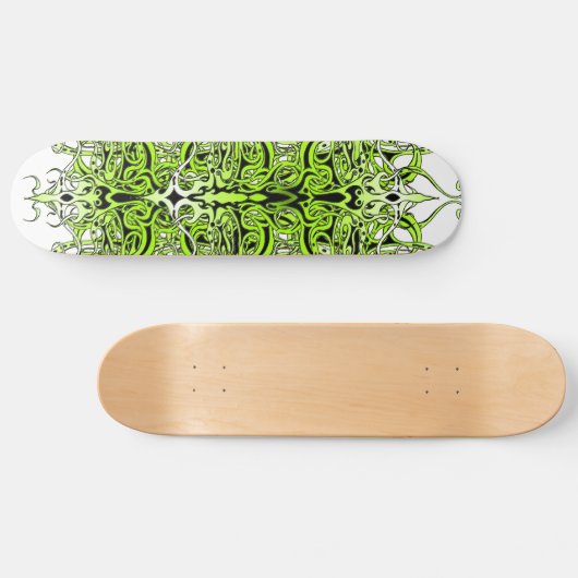Green Custom Tribal Tattoo Design Skateboard (Horizontal)